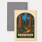 Retro Vintage Reisen Redwood Nationalpark Natur Magnet (Vorderseite/Rückseite)