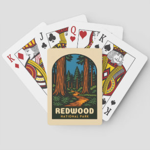 Retro Vintage Reisen Redwood Nationalpark Natur Spielkarten