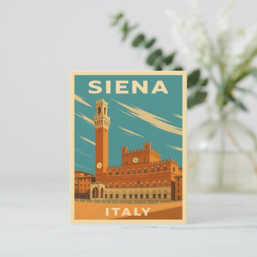 Retro Vintage Reisen Siena Landschaftlich Postkarte (Stehend Vorderseite)