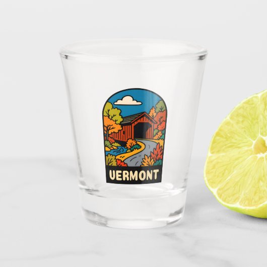Retro Vintage Reisen Vermont Landschaft Landschaft Schnapsglas (Vorderseite)