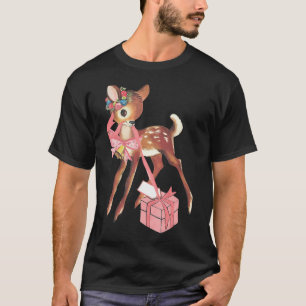 Retro Vintage Rentier Rosa Weihnachten Baby Hirsch T-Shirt