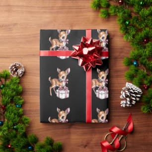 Retro Vintage Rentier Rosa Weihnachten Babyhirsch  Geschenkpapier