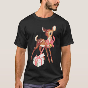 Retro Vintage Rentier Rosa Weihnachten Babyhirsch T-Shirt