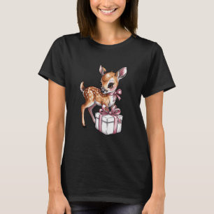 Retro-Vintage-Rentier Rosa Weihnachten Babyhirsch T-Shirt