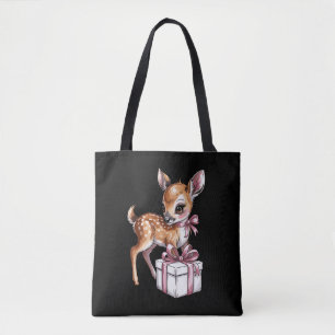 Retro Vintage Rentier Rosa Weihnachten Babyhirsch  Tasche