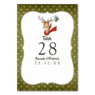 Retro Vintage Rentier Weihnachts Hochzeit Tischnummer