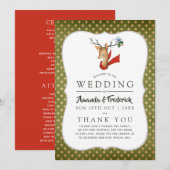 Retro Vintage Rentier Weihnachts Hochzeitsprogramm Programm (Vorne/Hinten)