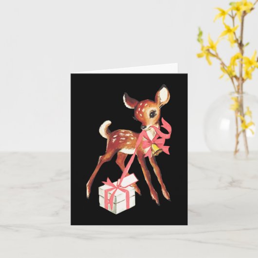 Retro Vintage Rentiere Karte (Gelbe Blume)