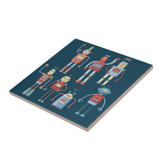 Retro Vintage Roboter Fliese (Seite)