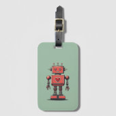 Retro-Vintage-Roboter Gepäckanhänger (Vorderseite Vertikal)