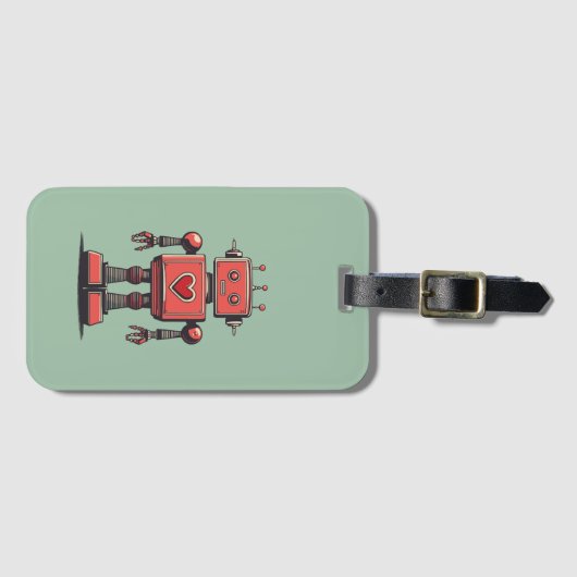 Retro-Vintage-Roboter Gepäckanhänger (Vorderseite (Horizontal))