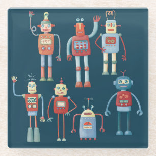 Retro Vintage Roboter Glasuntersetzer