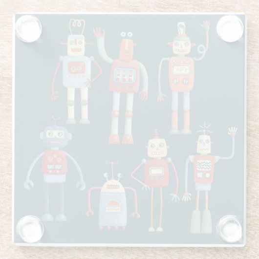 Retro Vintage Roboter Glasuntersetzer (Rückseite)