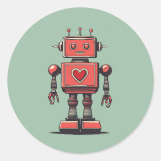 Retro-Vintage-Roboter Runder Aufkleber