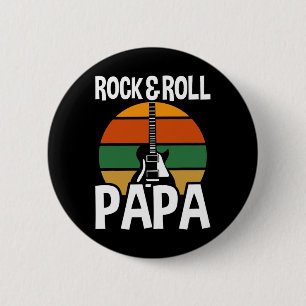 Retro Vintage Rock And Roll Papa Gitarre Vatertag Button