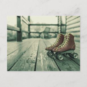Retro-Vintage-Rollschuhe Postkarte
