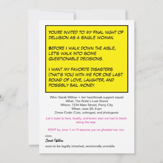 Retro Vintage Romance Comic: Bettgeflüster Einladung (Rückseite)