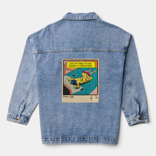 Retro Vintage Romance Comic: Bettgeflüster Jeansjacke (Rückseite)
