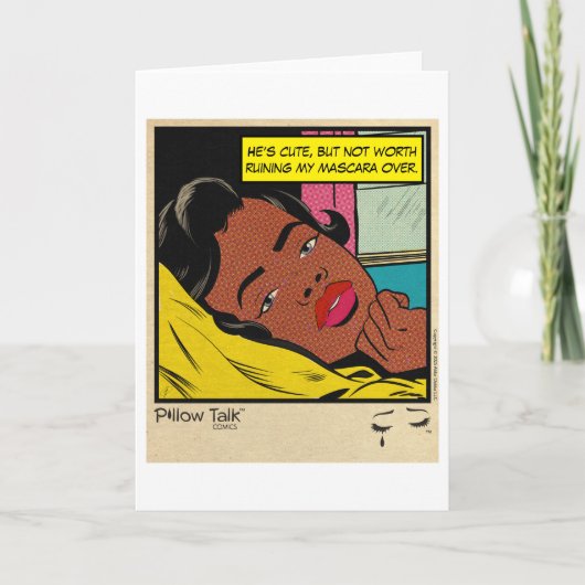 Retro-Vintage-Romanze-Comic: Pillow Talk Karte (Vorderseite)