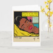 Retro-Vintage-Romanze-Comic: Pillow Talk Karte (Gelbe Blume)