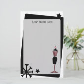 Retro Vintage rosa u. schwarze Kleiderform Briefpapier (Stehend Vorderseite)