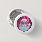 Retro-vintage rosa Weihnachtsmann Button (Vorne & Hinten)