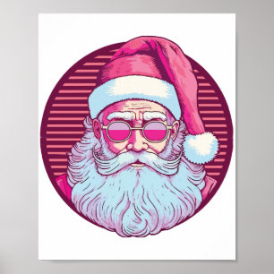 Retro Vintage Rosa Weihnachtsmann Poster