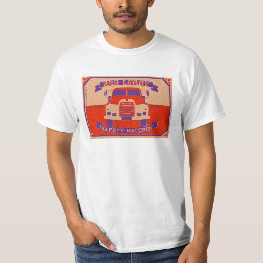 Retro Vintage rote Lastwagenstreichholzschachtel T-Shirt (Vorderseite)