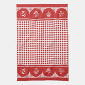 Retro Vintage Rote Polka Dot-Jakobsmuschel Geschirrtuch (Vertikal)