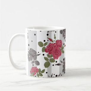 Retro Vintage rote Rosen nahtlose Musterpolka Punk Kaffeetasse