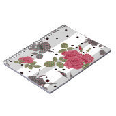 Retro Vintage rote Rosen nahtlose Musterpolka Punk Notizblock (Linke Seite)