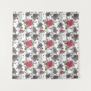 Retro Vintage rote Rosen nahtlose Musterpolka Punk Wandteppich