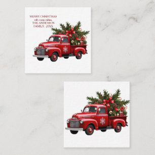 Retro Vintage Rotes Bauernhof-LKW Weihnachten 2025 Quadratische Visitenkarte
