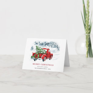 Retro Vintage Rotes Farm Truck Weihnachtsgruß Ho Feiertagskarte