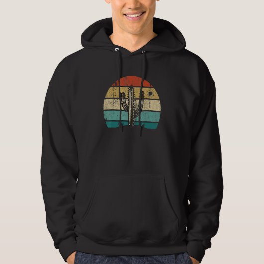 Retro Vintage Saguaro Cactus Cactus Sunset Opuntia Hoodie (Vorderseite)