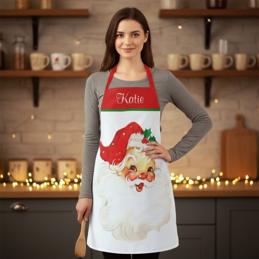 Retro Vintage Santa Claus Festive Custom Christmas Schürze