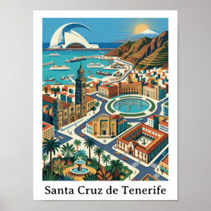 Retro Vintage Santa Cruz de Tenerife Stadt Poster