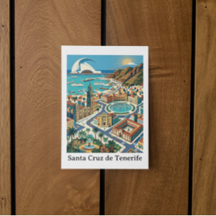 Retro Vintage Santa Cruz de Tenerife Stadt Postkarte
