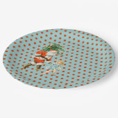 Retro Vintage Santa & Girl Christmas Pappteller (Schrägansicht)