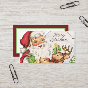 Retro Vintage Santa Rentiere zusätzliche Informat Visitenkarte