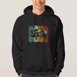 Retro-Vintage Sau mit Ferkel für Schweine-Liebhabe Hoodie