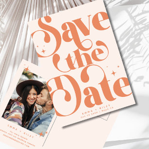 Retro Vintage Save-the-Date-Foto Terrakotta Postkarte