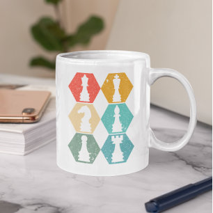 Retro-Vintage-Schachfiguren Sonnenuntergang Kaffeetasse