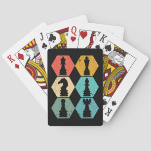 Retro-Vintage-Schachfiguren-Sonnenuntergangs-Plaka Spielkarten