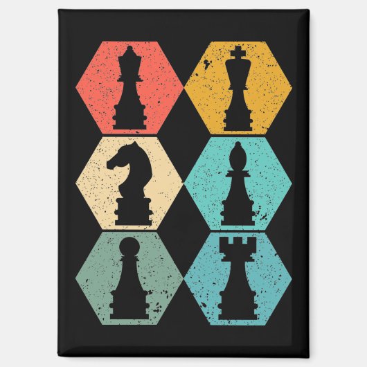 Retro Vintage Schachpartien Sonnenuntergang Poster Magnet (Vorderseite)