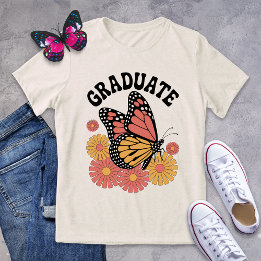 Retro Vintage Schmetterling Floral Absolvent Tri-Blend Shirt