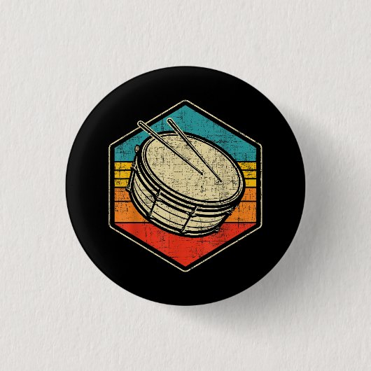 Retro Vintage-Schnarrtrommel - Marschierende Band Button (Vorderseite)