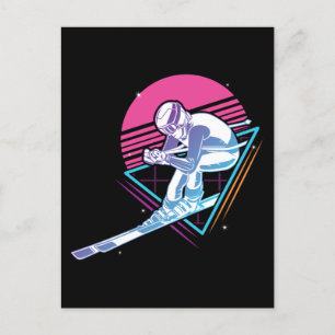 Retro Vintage Schnee 80er Ski Feiertagspostkarte