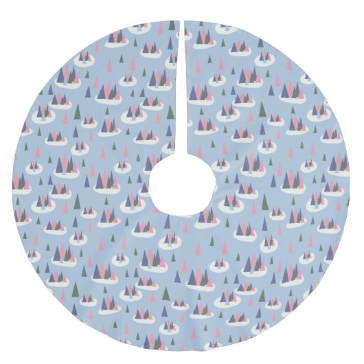 Retro Vintage Schnee Polyester Weihnachtsbaumdecke (Vorderseite)