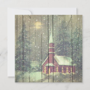 Retro   Vintage Schneelandschaft Winter Nacht Szen Feiertagskarte